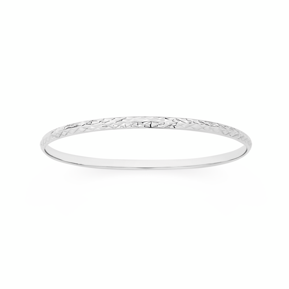 Silver 4x63mm Engraved Comfort Bangle