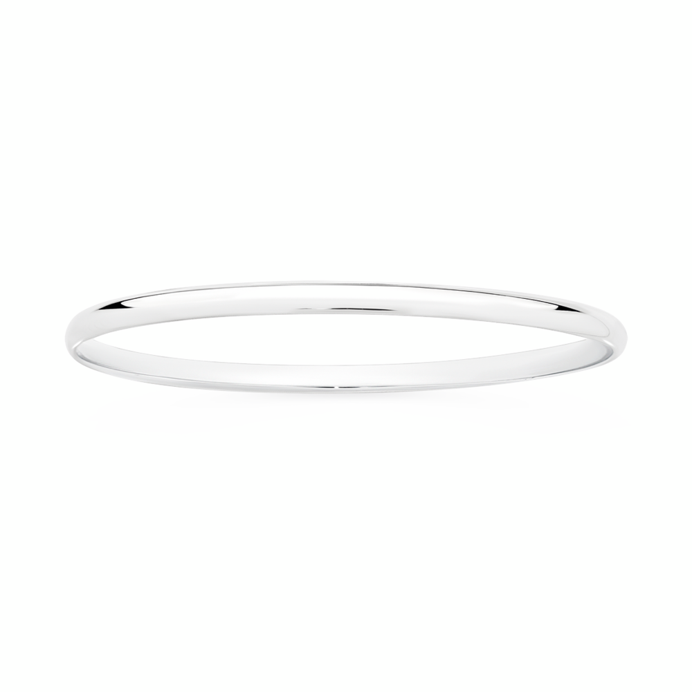 Silver 4x65mm Domed Bangle - Made In Italy