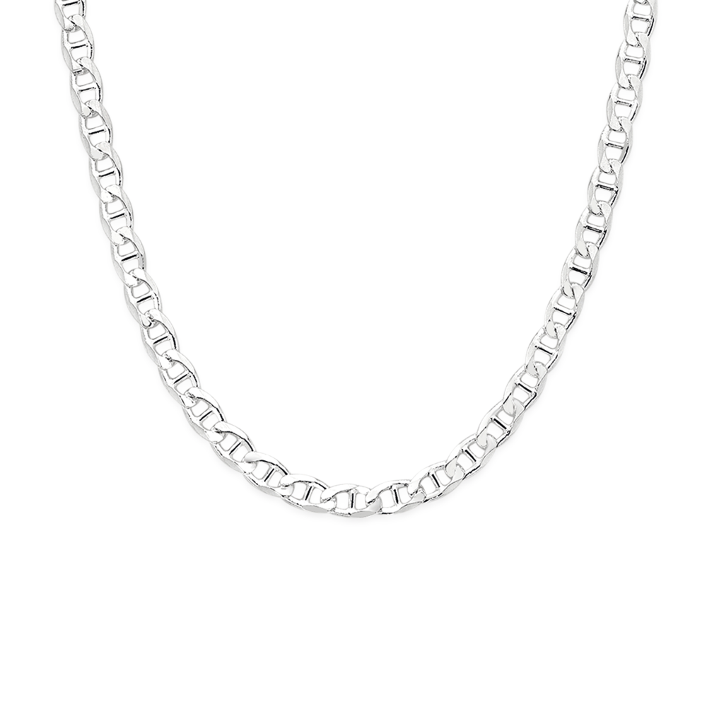 Silver 50cm Anchor Link Curb Chain - Made In Italy