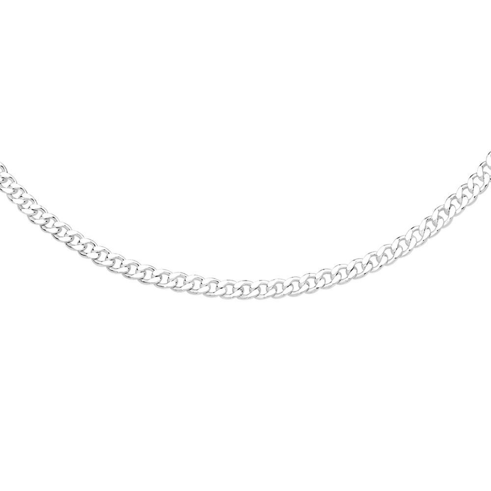 6mm Flat Curb Chain Necklace in Sterling Silver