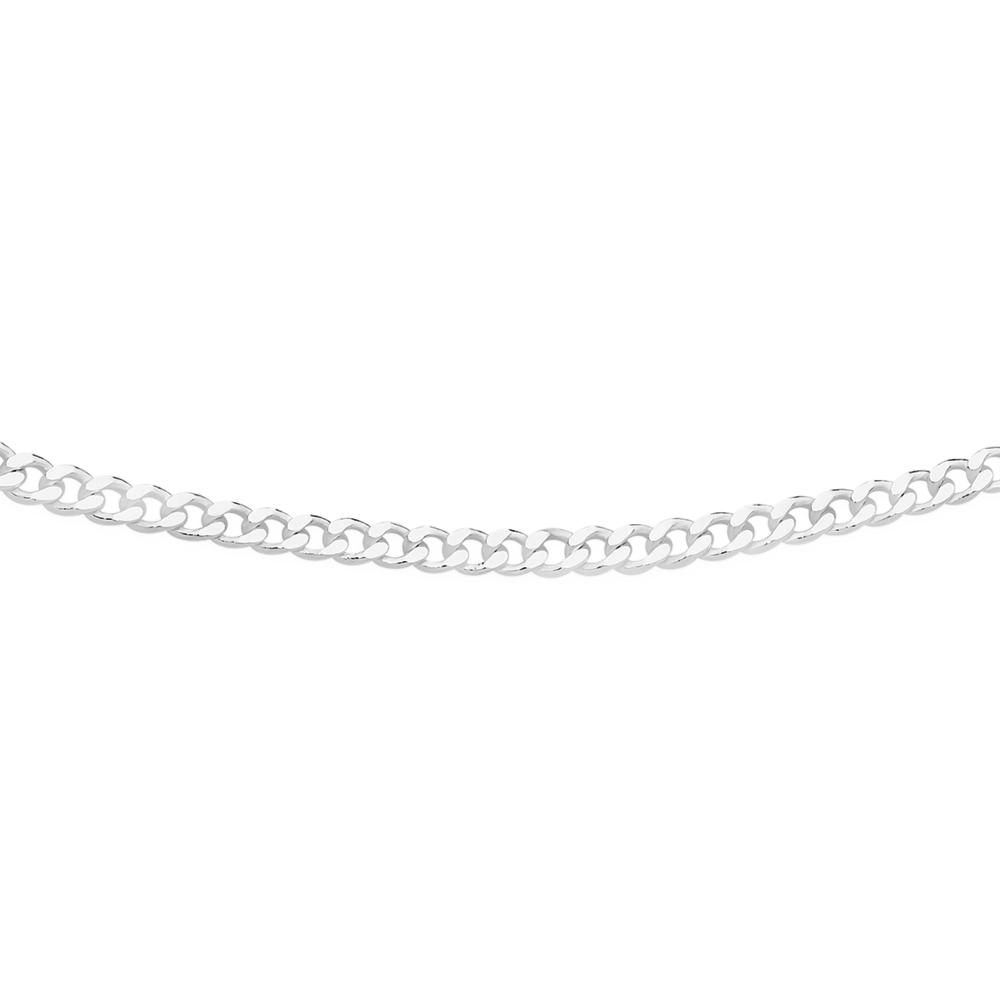 6mm Flat Curb Chain Necklace in Sterling Silver