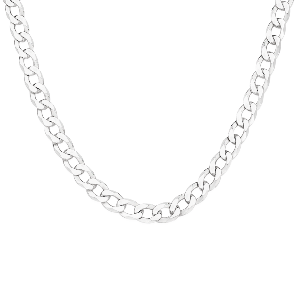 Silver 50cm Flat Curb Chain - Made In Italy