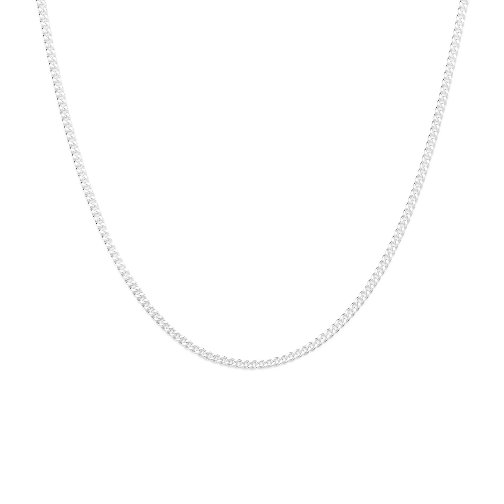 Silver 50cm Solid Curb Chain - Made In Italy