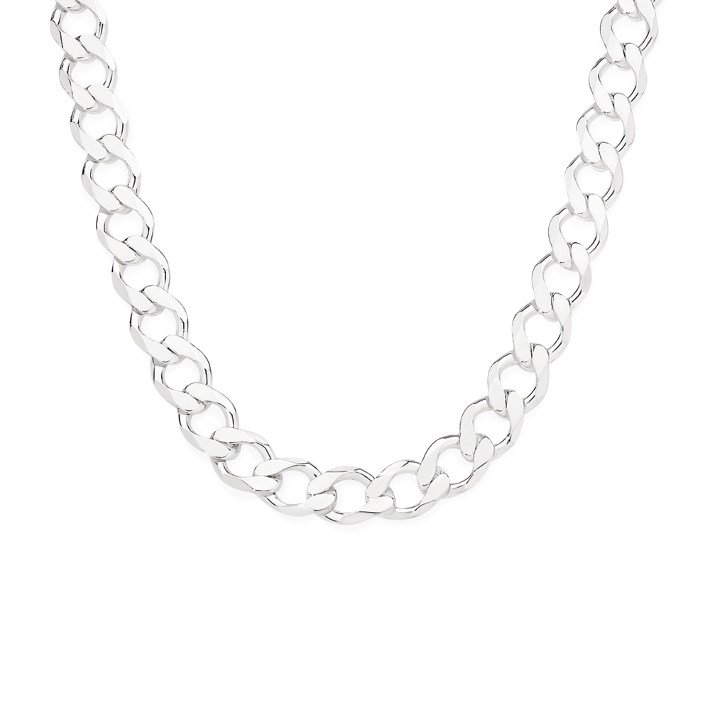 Silver 55cm Solid Bevelled Curb Chain