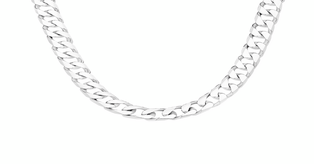 Silver 55cm Solid Bevelled Edge Curb Chain | Prouds