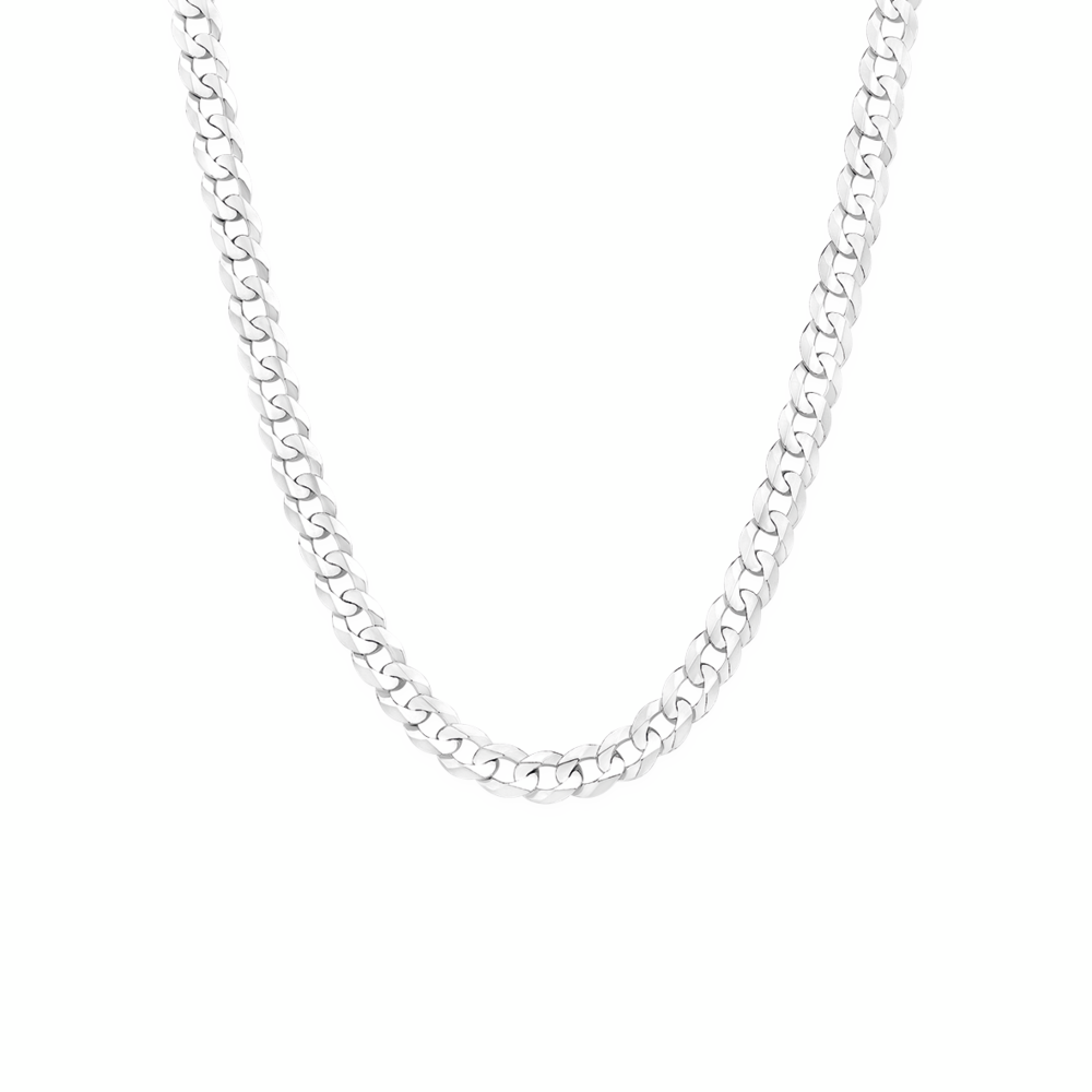 SILVER 55CM SOLID CONCAVE CURB CHAIN