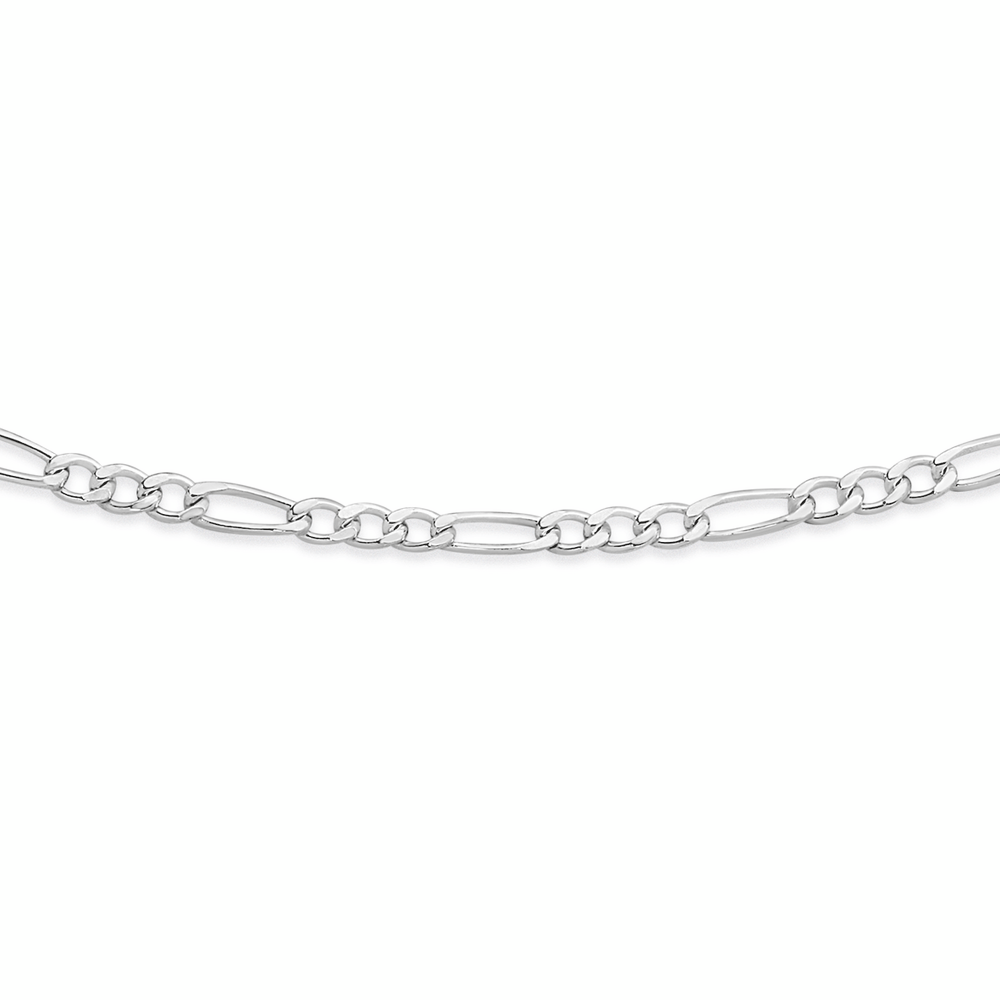 Silver 55cm Solid Figaro Chain - Made In Italy