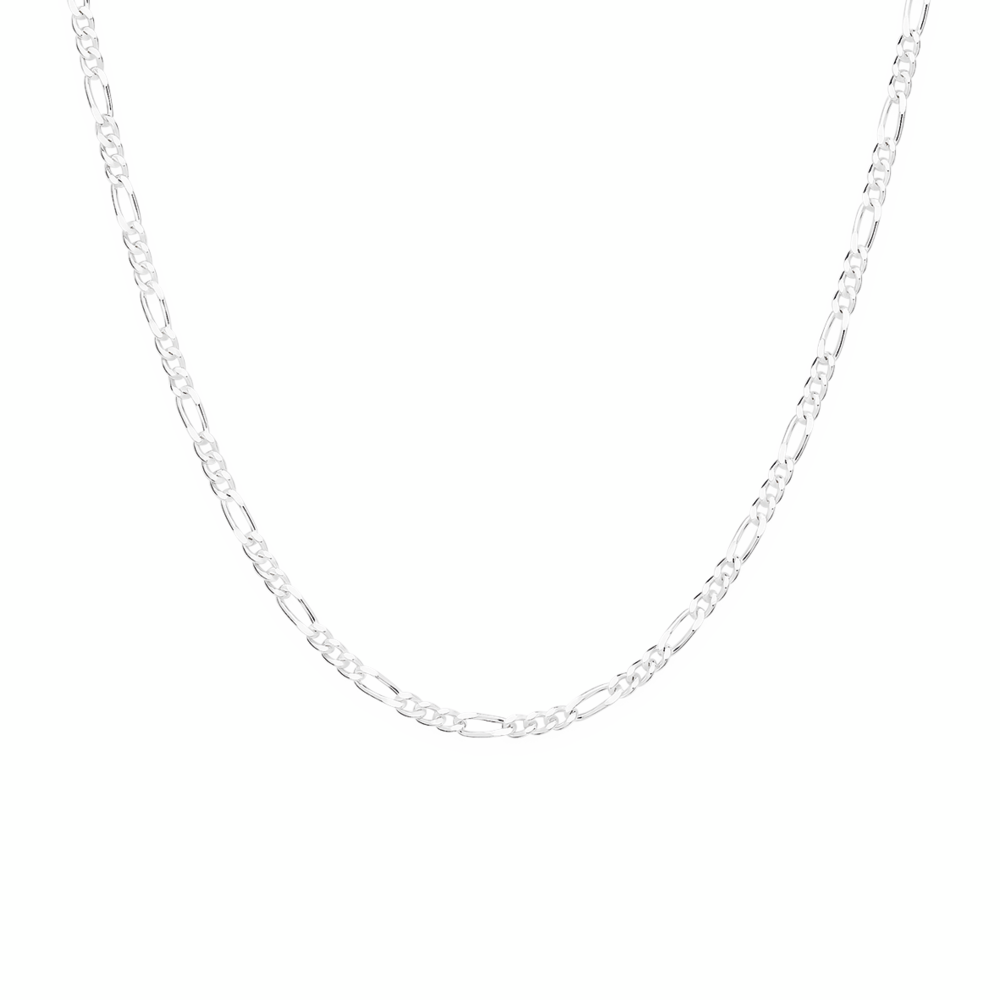 Silver 55cm Solid Figaro Chain - Made In Italy