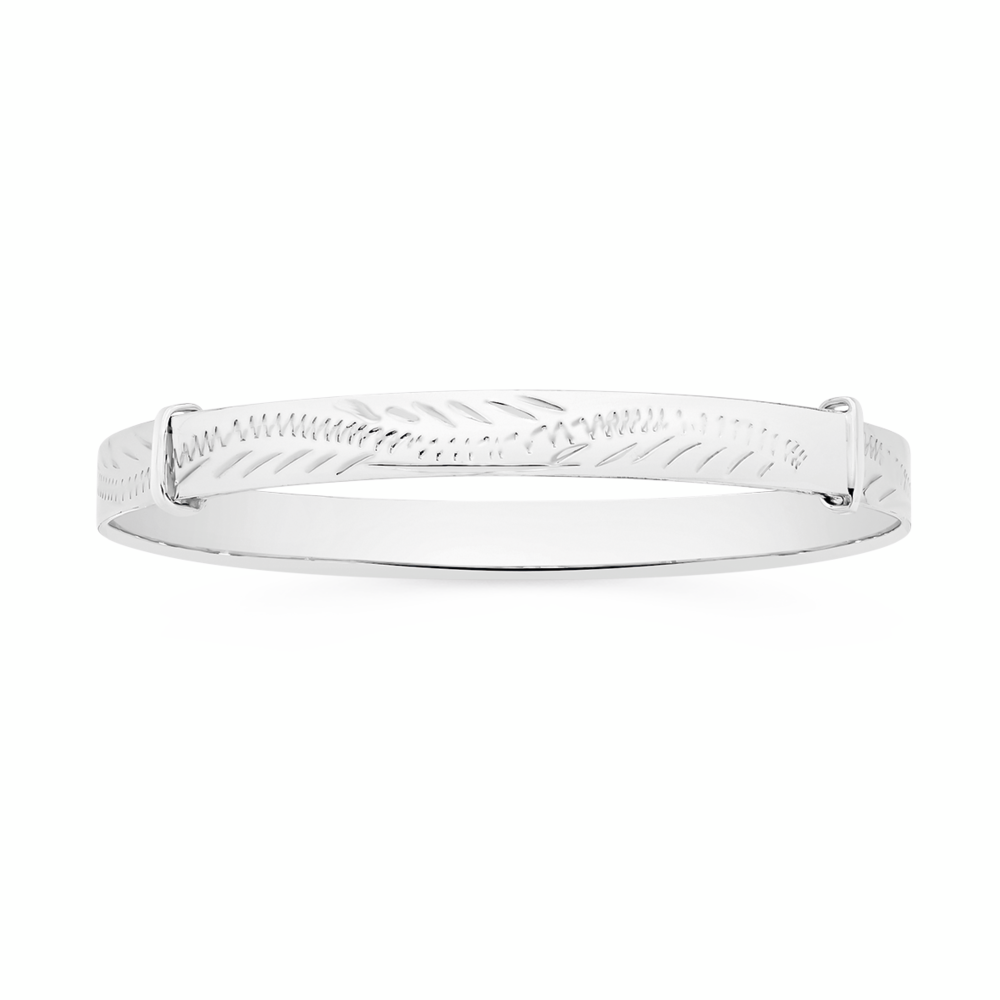Silver 5x45mm Filigree Engraved Swirl Expandable Bangle