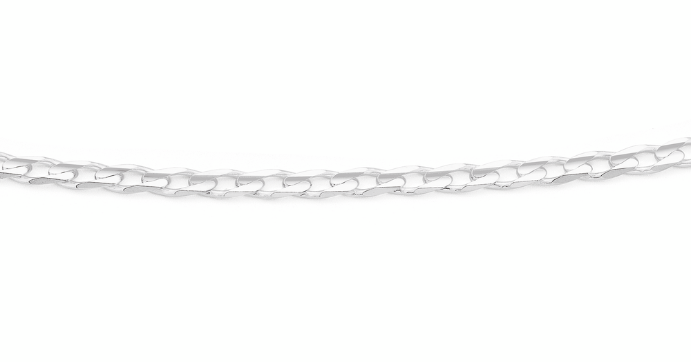 Silver 60cm Solid Bevelled Concave Curb Chain | Prouds
