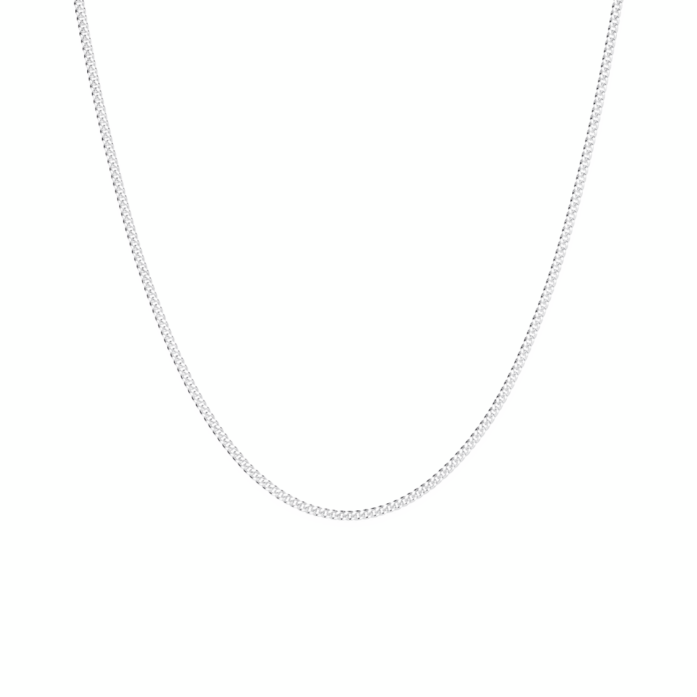 Silver 60cm Solid Curb Chain - Made In Italy