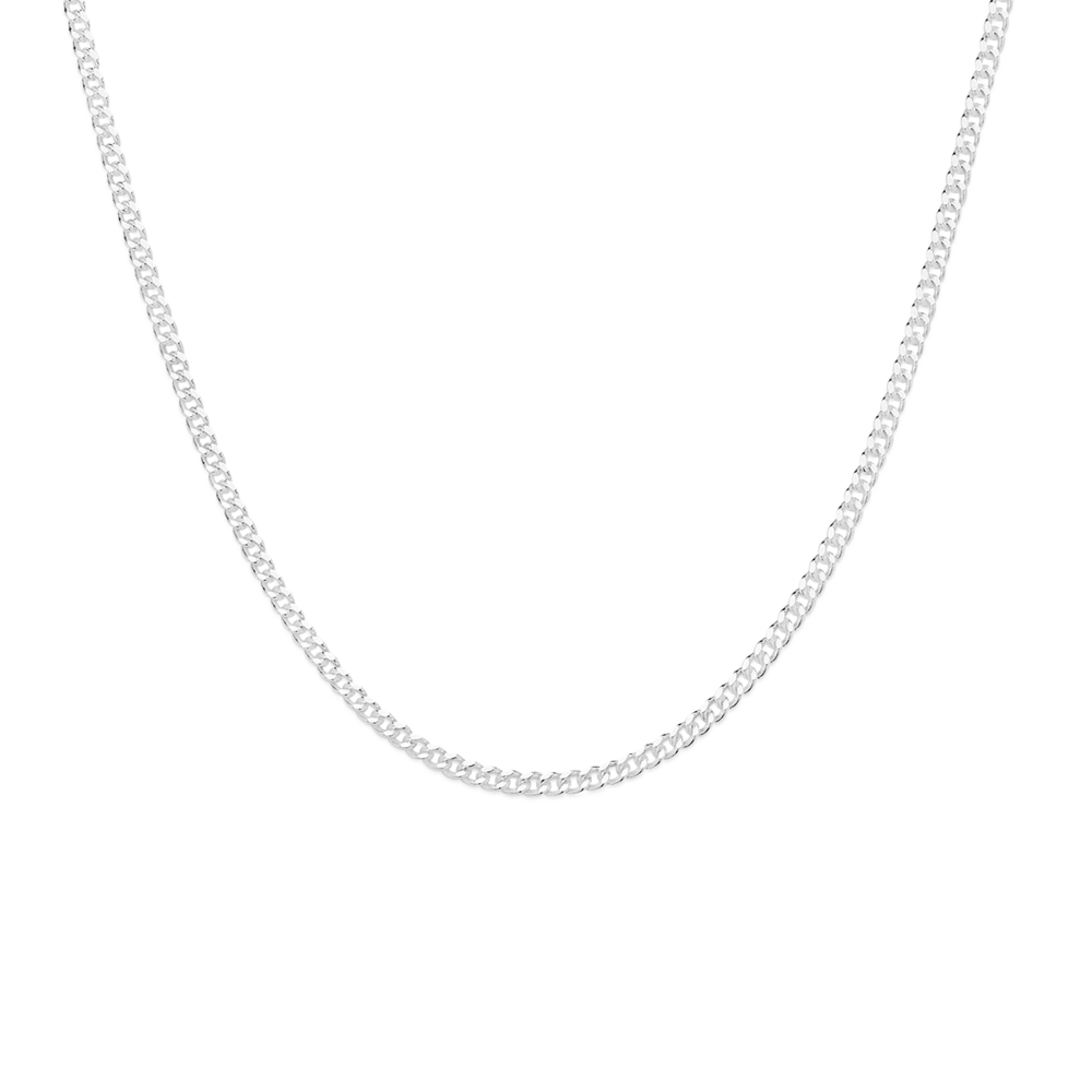 Silver 60cm Solid Dia-Cut Curb Chain - Made In Italy