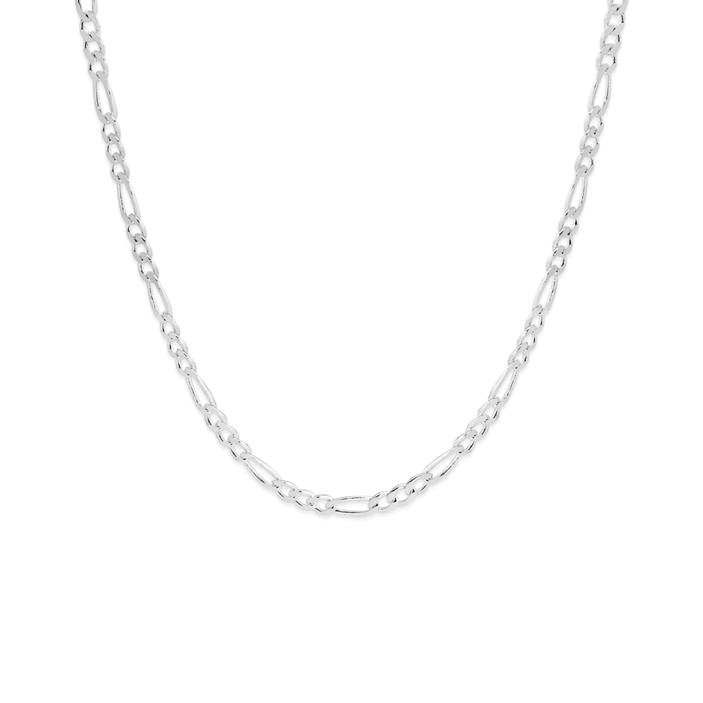 Silver 60cm Solid Figaro Chain - Made In Italy