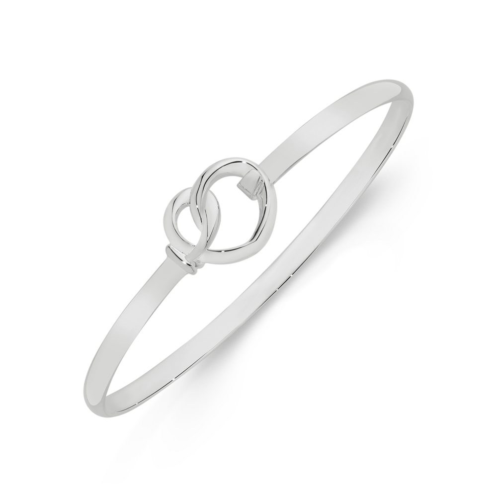 Silver 60x65mm Open Heart Clip Bangle