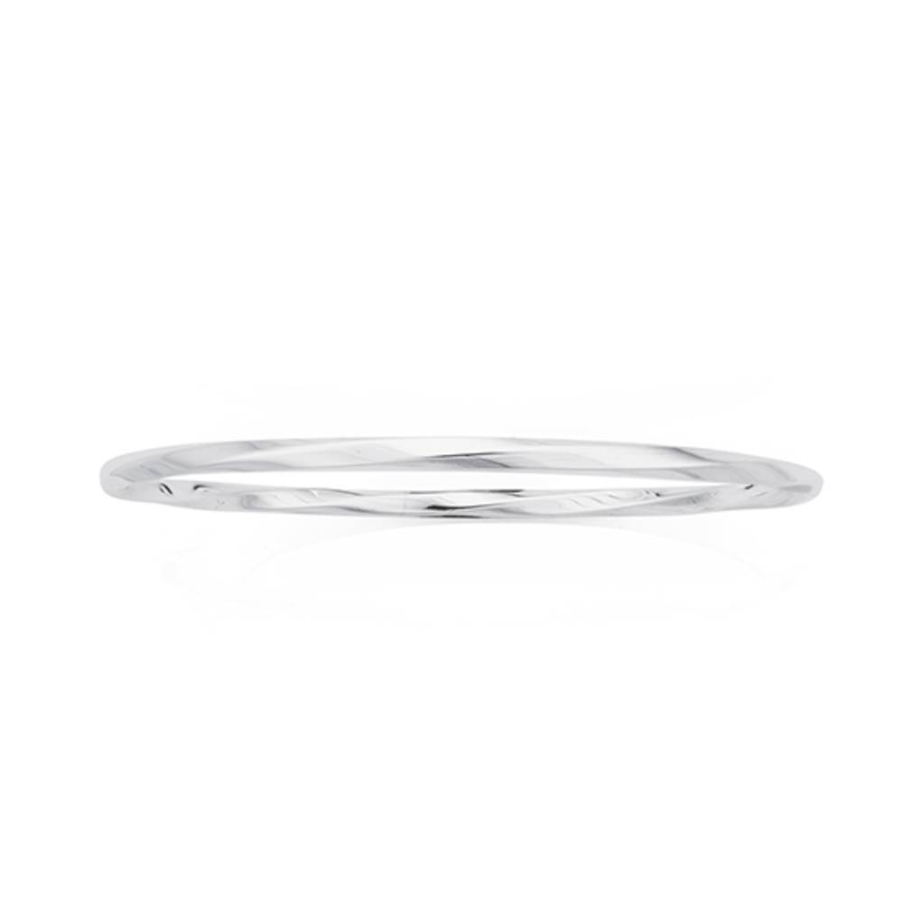 Silver 70mm Smooth Twist Solid Bangle Prouds