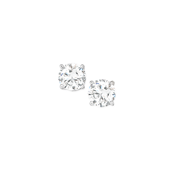 Silver 7mm Cubic Zirconia Studs With Scroll Work