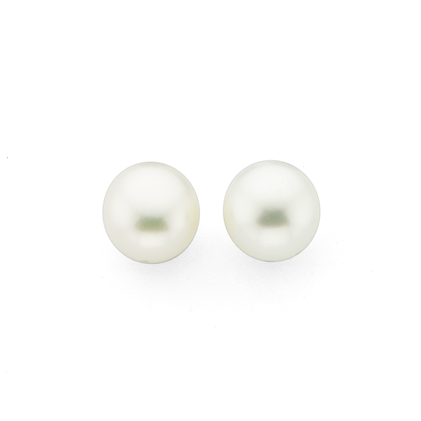 Silver 7mm White Cultured Fresh Water Pearl Stud Earrings