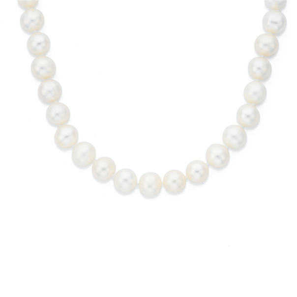 Silver 7X7.5mm Cultured Freshwater Pearl Necklet