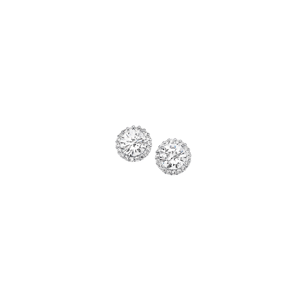 Silver 8mm Cubic Zirconia and Halo Stud Earrings