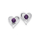 Silver Amethyst & Cubic Zirconia Heart Stud Earrings