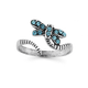 Silver Aqua Crystal Dragonfly Toe Ring
