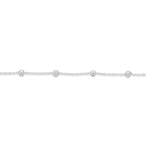 Silver Ball & Simulated Pearl Anklet