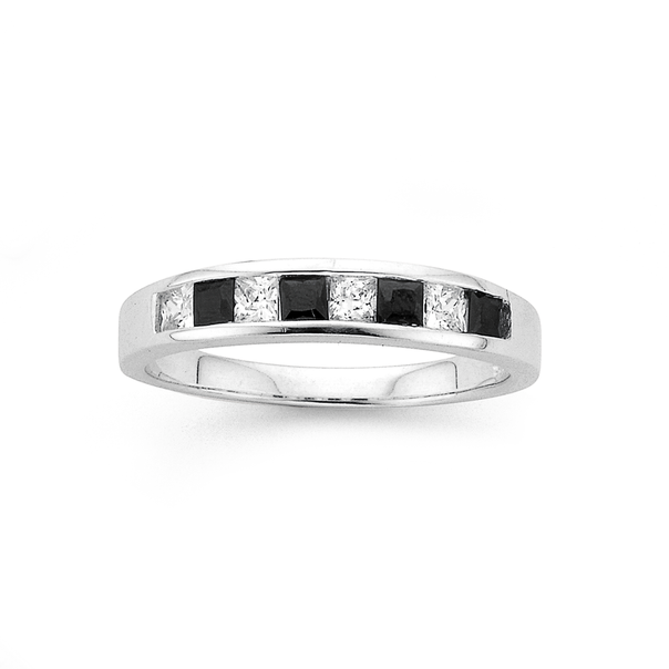 Silver Black & White Cubic Zirconia Eternity Ring