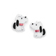 Silver Black & White Puppy Dog Earrings