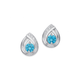 Silver Blue CZ Pear Stud Earrings