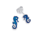 Silver Blue Enamel Seahorse Stud Earrings
