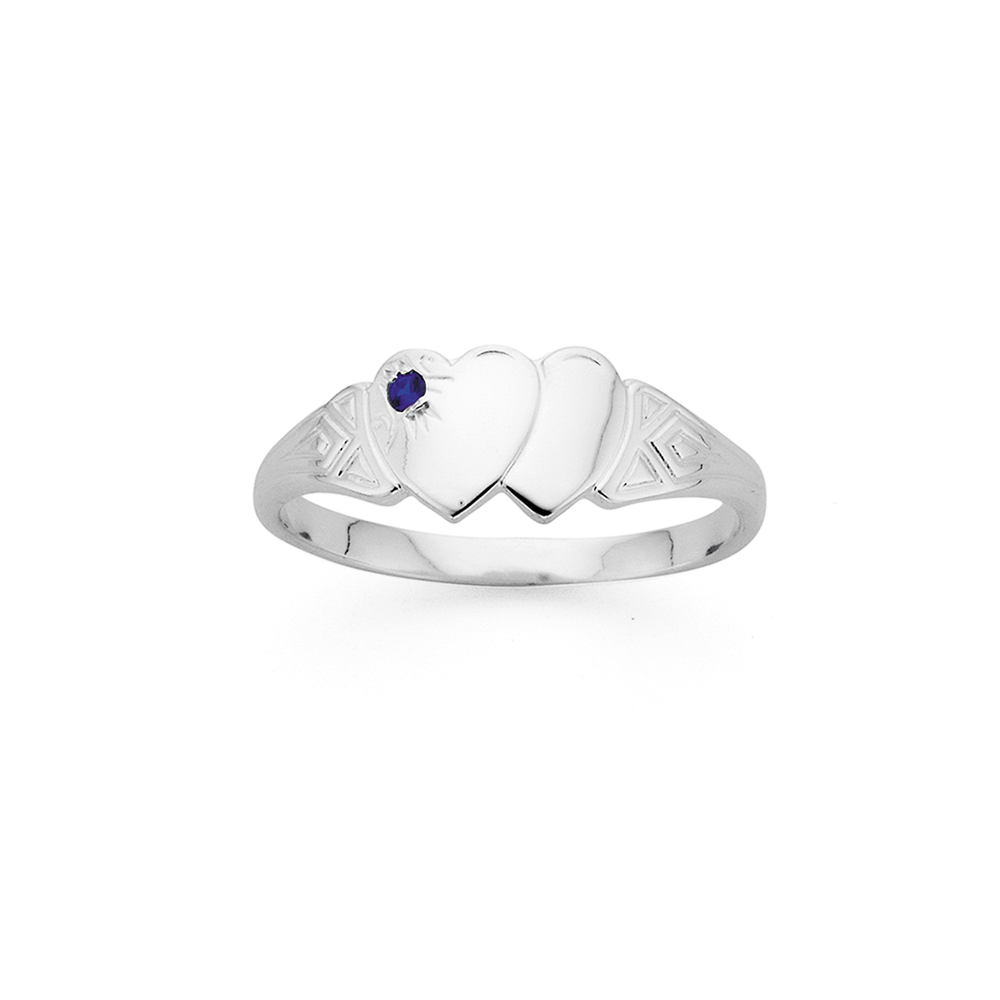 Double heart shop signet ring