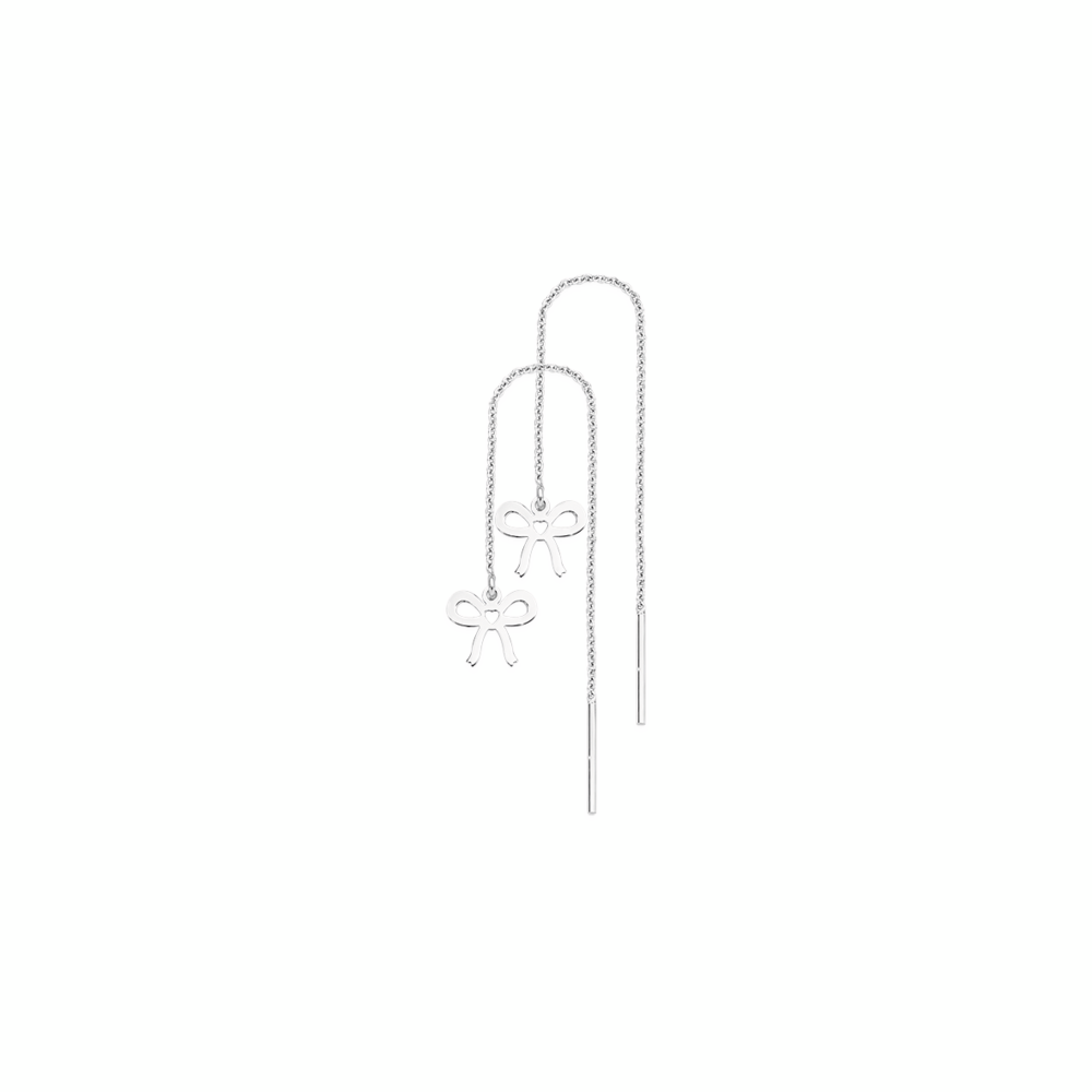 SILVER BOW THREAD EARRINGS