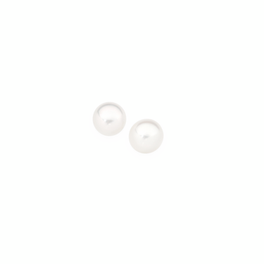 SILVER BUTTON PEARL STUD EARRINGS