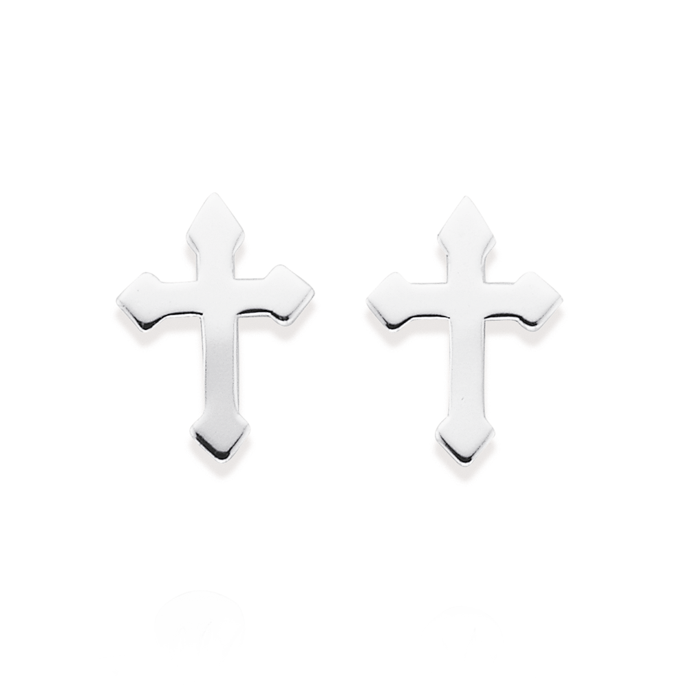 Silver Cross Stud Earrings Prouds