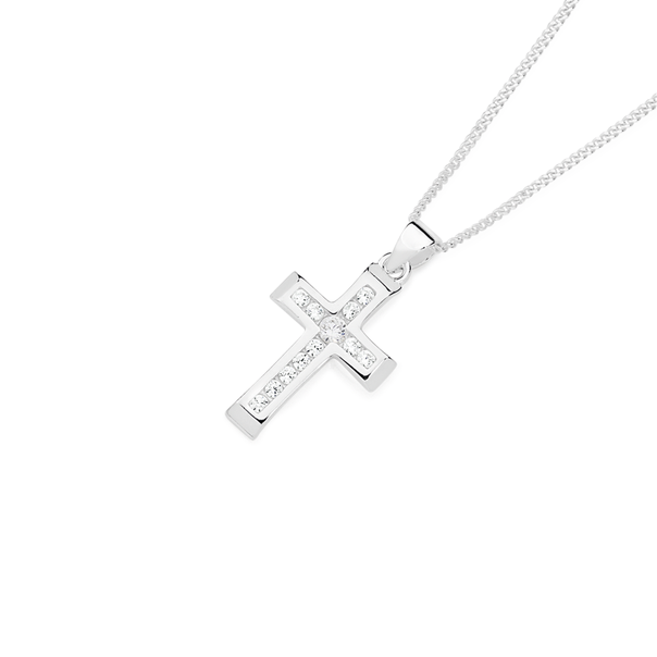 Prouds white gold cross Clearance