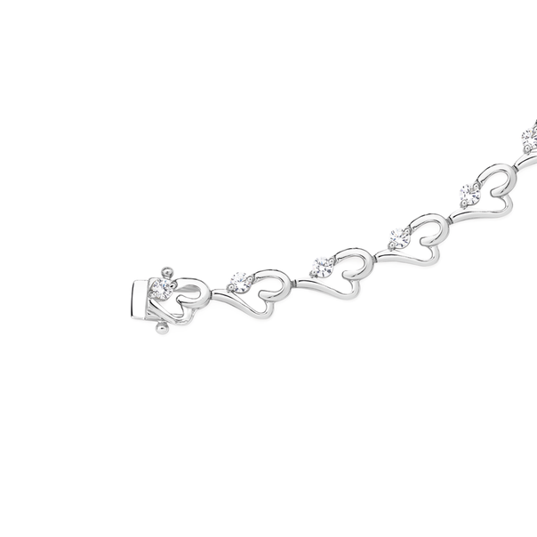 Silver Cubic Zirconia Heart Bracelet