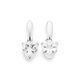 Silver Cubic Zirconia Heart On Bar Drop Earrings