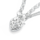 Silver Cubic Zirconia Heart Padlock Bracelet