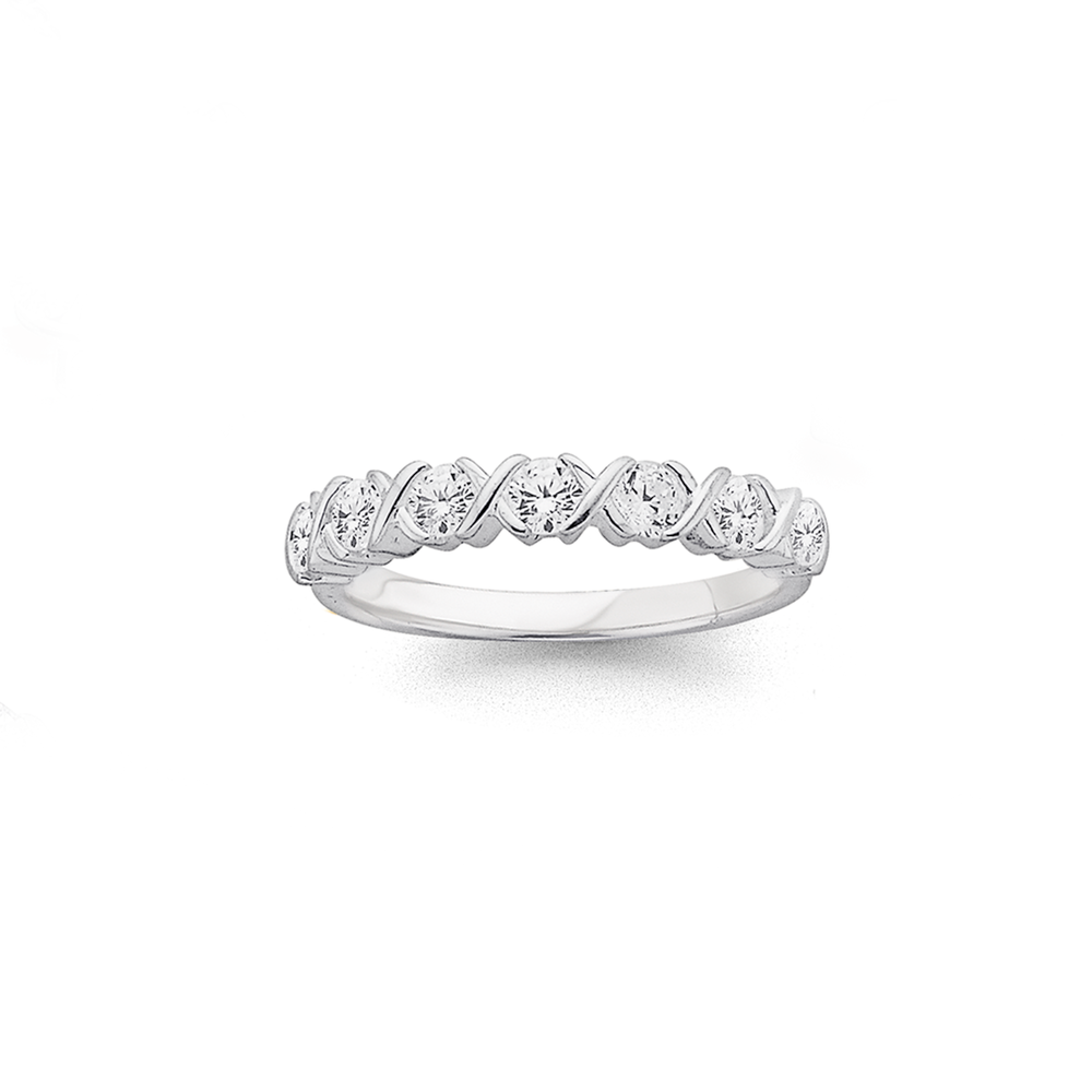 Silver Cubic Zirconia Claddagh Ring in White Prouds
