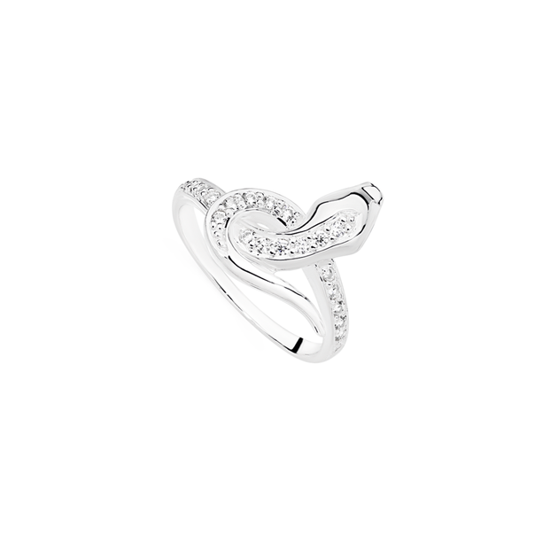 Silver Cubic Zirconia Snake Ring