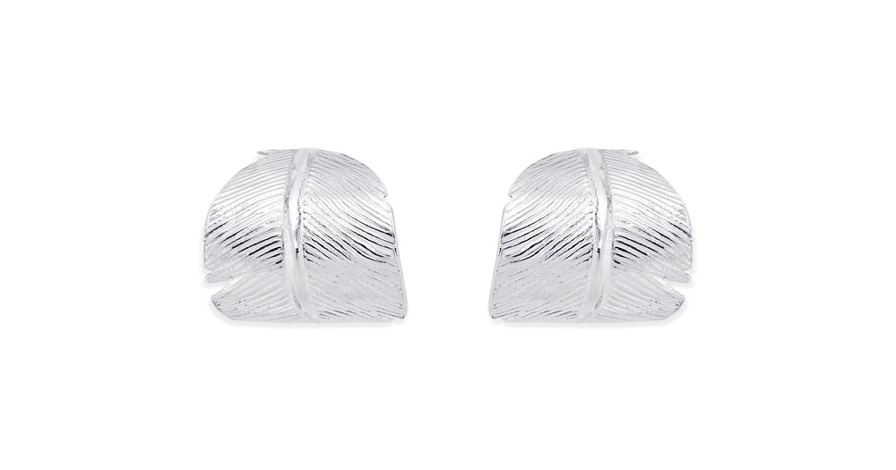Silver Curved Leaf Stud Earrings Prouds