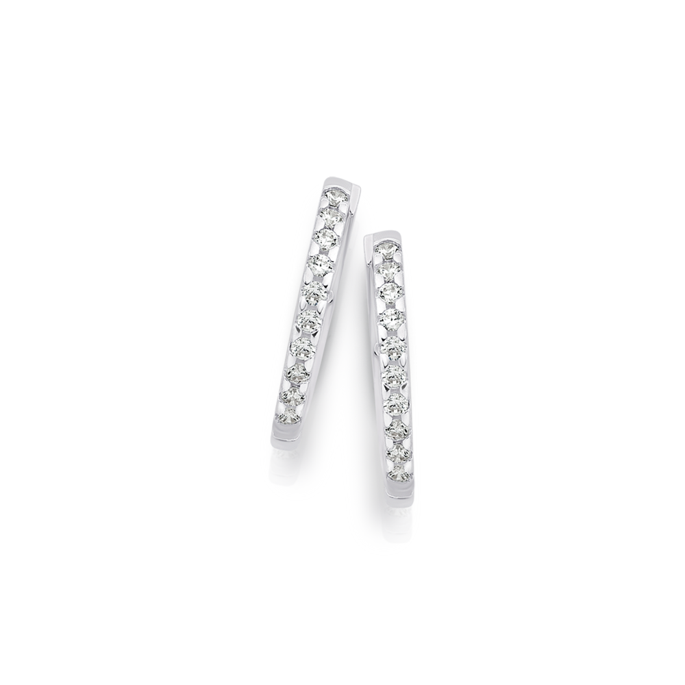 Silver Cz 18mm Huggie Earrings in Clear Prouds