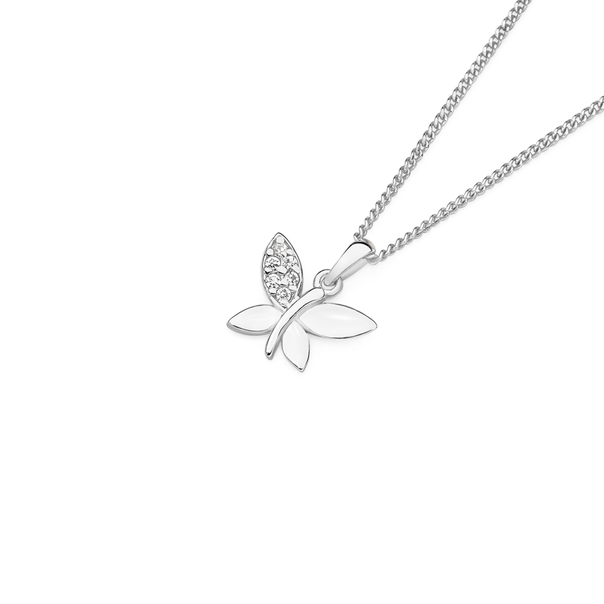Silver CZ Butterfly Pendant