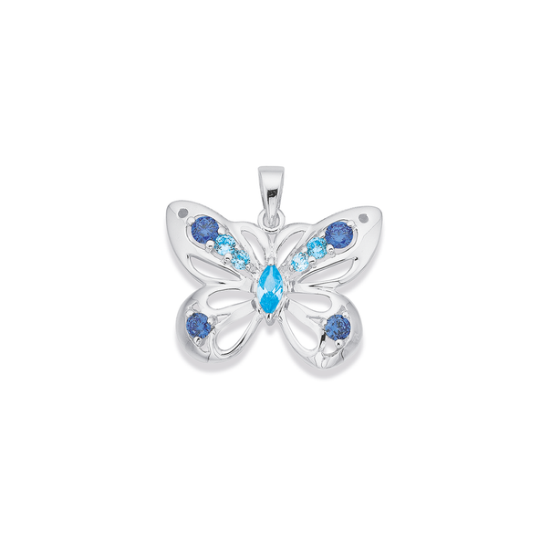 Silver CZ Butterfly Pendant