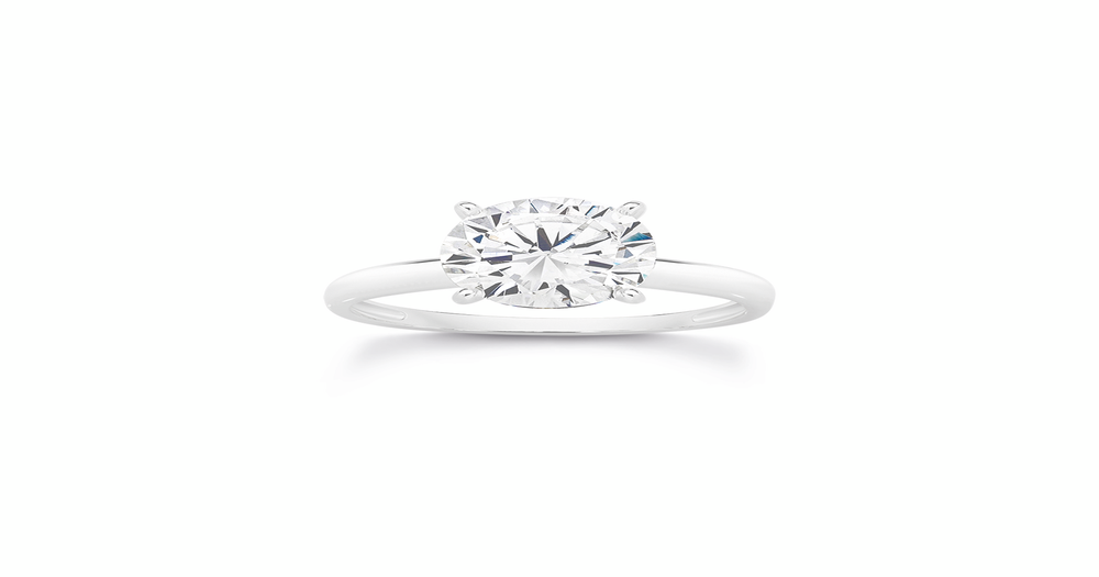 Silver Cz Cathedral Solitaire Ring Size R in Clear | Prouds
