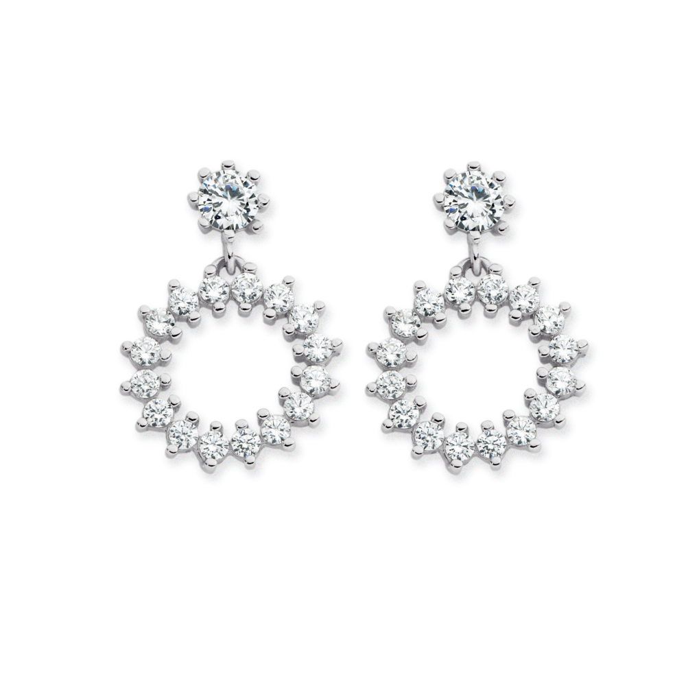 Silver flower drop earrings discount