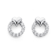 Silver CZ Circle With Heart Stud Earrings