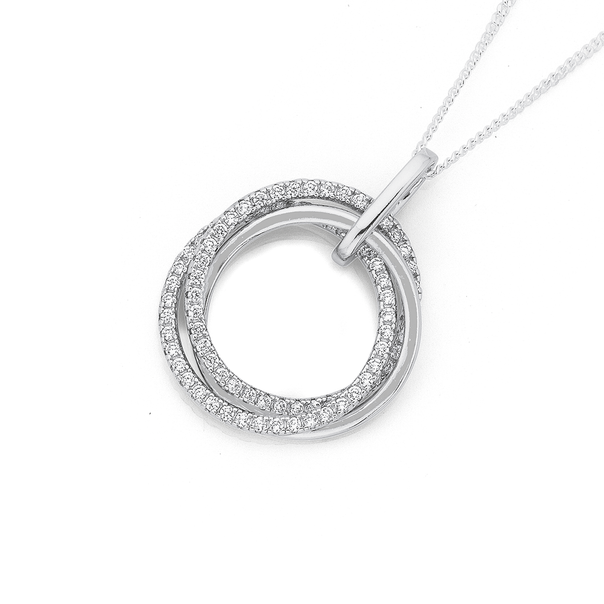 Silver CZ Circles in Time Pendant