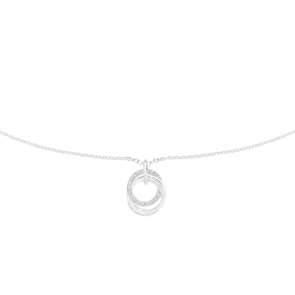 Silver Cz Circles Of Love Necklace in White Prouds