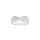 Silver CZ Crossover Wide Band Ring Size Q
